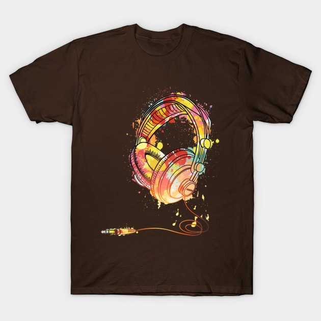 Cool Headphones Painting T-Shirt by Anonic